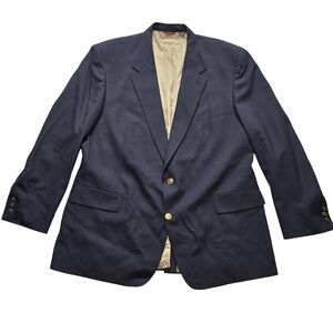 Bill Blass Navy Wool Blazer Preppy Gold Button‎ Classic 44R or 46R